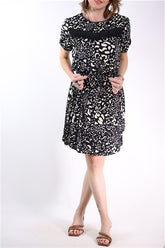 שמלת כתמים בכאמל ושחור- XS-M